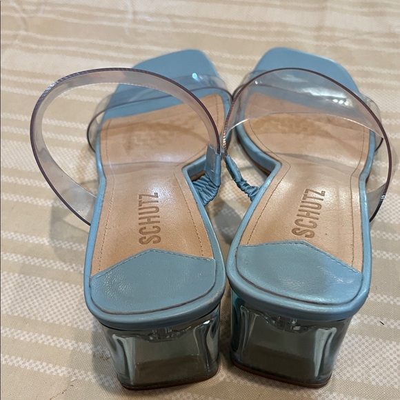 Schutz Ariella Acrylic/Sky Blue Mid Heel size 10 women’s - Picture 3 of 9